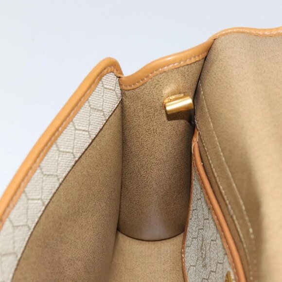 Christian Dior Honeycomb Canvas Shoulder Bag PVC Leather Beige Gold Auth BA7080 - Picture 12 of 16